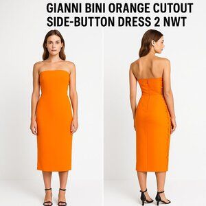 Gianni Bini Caelynn Bell Cutout Side-Button Dress 2 NWT